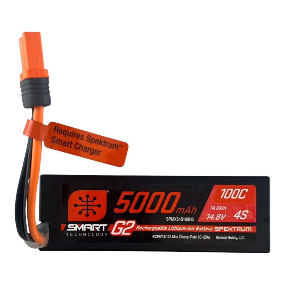 Spektrum Accessories 5000mAh 4S 14.8V Smart G2 LiPo 100C IC5 SPMX54S100H5